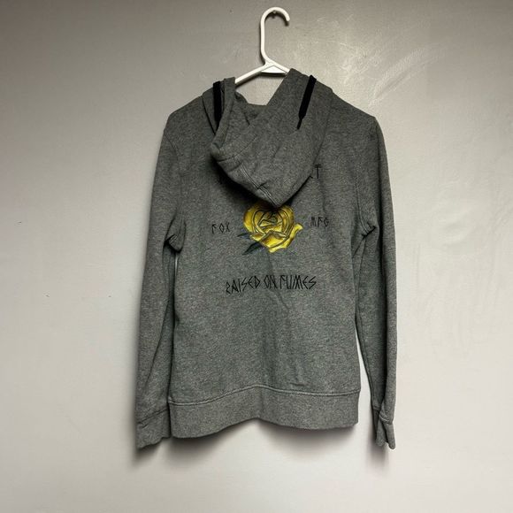 Fox Racing hoodie women’s size Medium M Raised on fumes rose design gray - Picture 2 of 4
